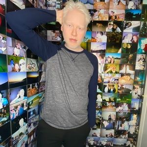 long sleeve dark blue and gray melange shirt